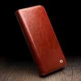 iPhone 16 Case Hülle - Qialino Flip Classic Wallet Echtleder - Braun