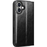 iPhone 16 Plus Case Hülle - Qialino Flip Classic Wallet Echtleder - Schwarz