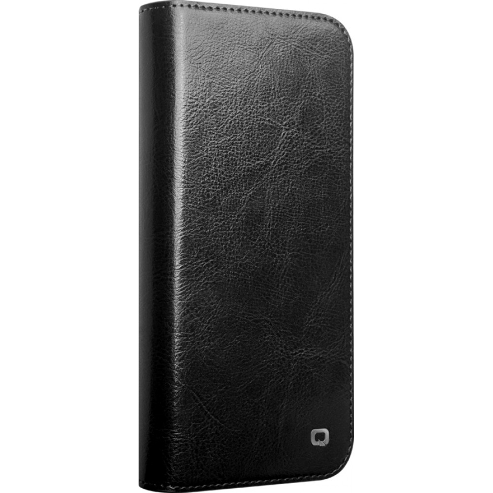 iPhone 16 Plus Case Hülle - Qialino Flip Classic Wallet Echtleder - Schwarz