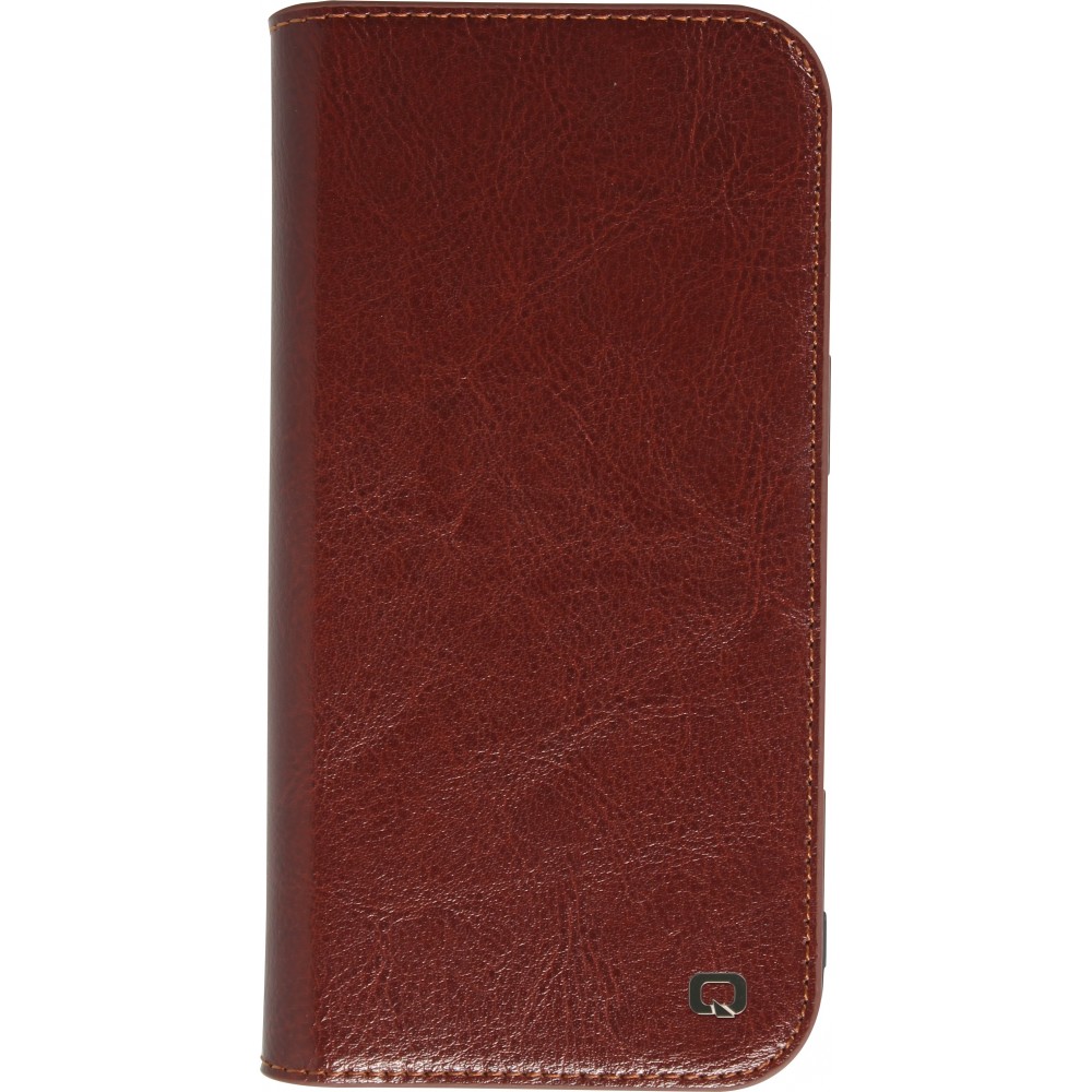 iPhone 16 Plus Case Hülle - Qialino Flip Classic Wallet Echtleder - Braun