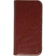 iPhone 16 Plus Case Hülle - Qialino Flip Classic Wallet Echtleder - Braun