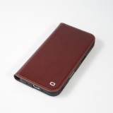 iPhone 16 Plus Case Hülle - Qialino Flip Classic Wallet Echtleder - Braun