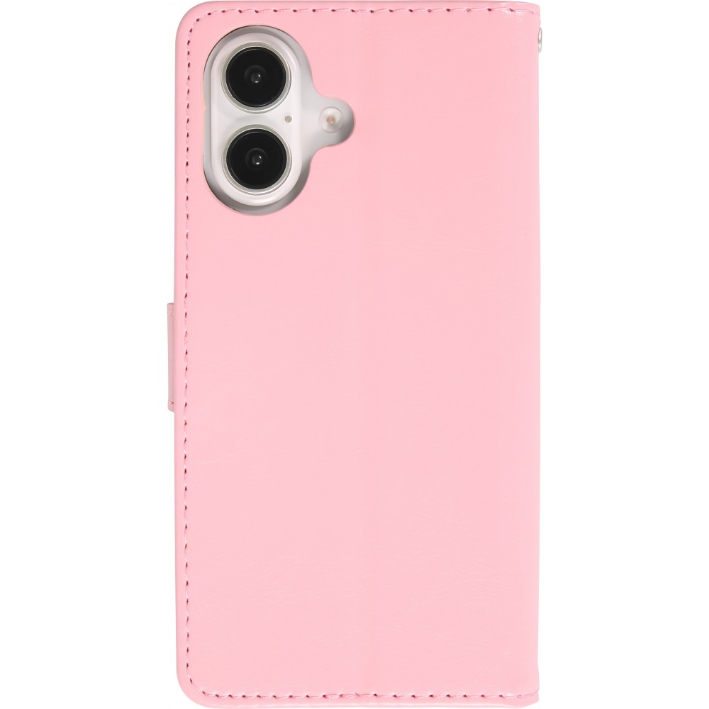 Hülle iPhone 16 Plus - Premium Flip Leder Tasche - Hellrosa