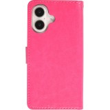 Hülle iPhone 16 Plus - Premium Flip Leder Tasche - Dunkelrosa