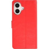 Fourre iPhone 16 Plus - Premium Flip cuir lisse porte-cartes - Rouge