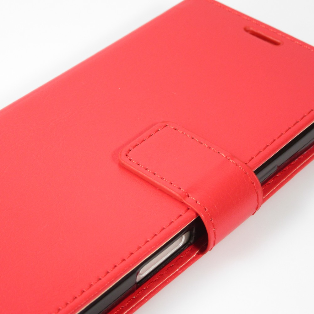 Hülle iPhone 16 - Premium Flip Leder Tasche - Rot