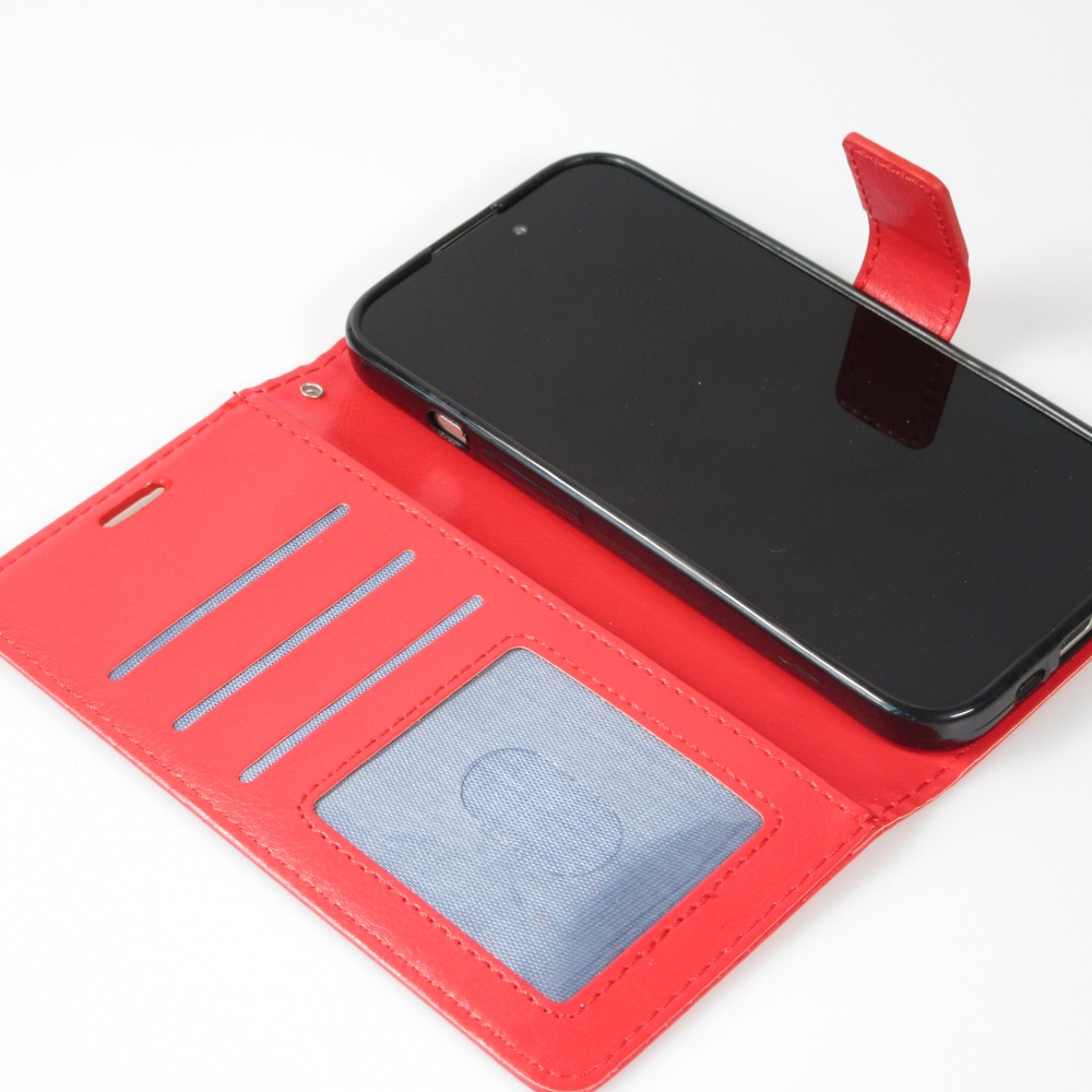 Hülle iPhone 16 - Premium Flip Leder Tasche - Rot