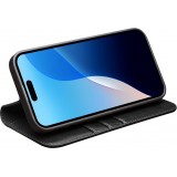 iPhone 16 Pro Case Hülle - Qialino Flip Classic Wallet Echtleder - Schwarz