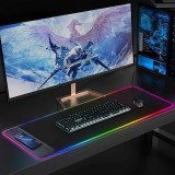 Professionelles LED Gaming Pad XXL (80 x 30cm) RGB mit Qi-Induktionsladefläche 10W - Schwarz