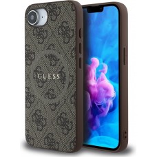 Coque iPhone 16e - Guess monogramme similicuir avec MagSafe intégré - Brun