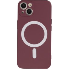 Housse iPhone 15 Plus - Coque en silicone souple avec MagSafe et protection pour caméra - Bordeaux