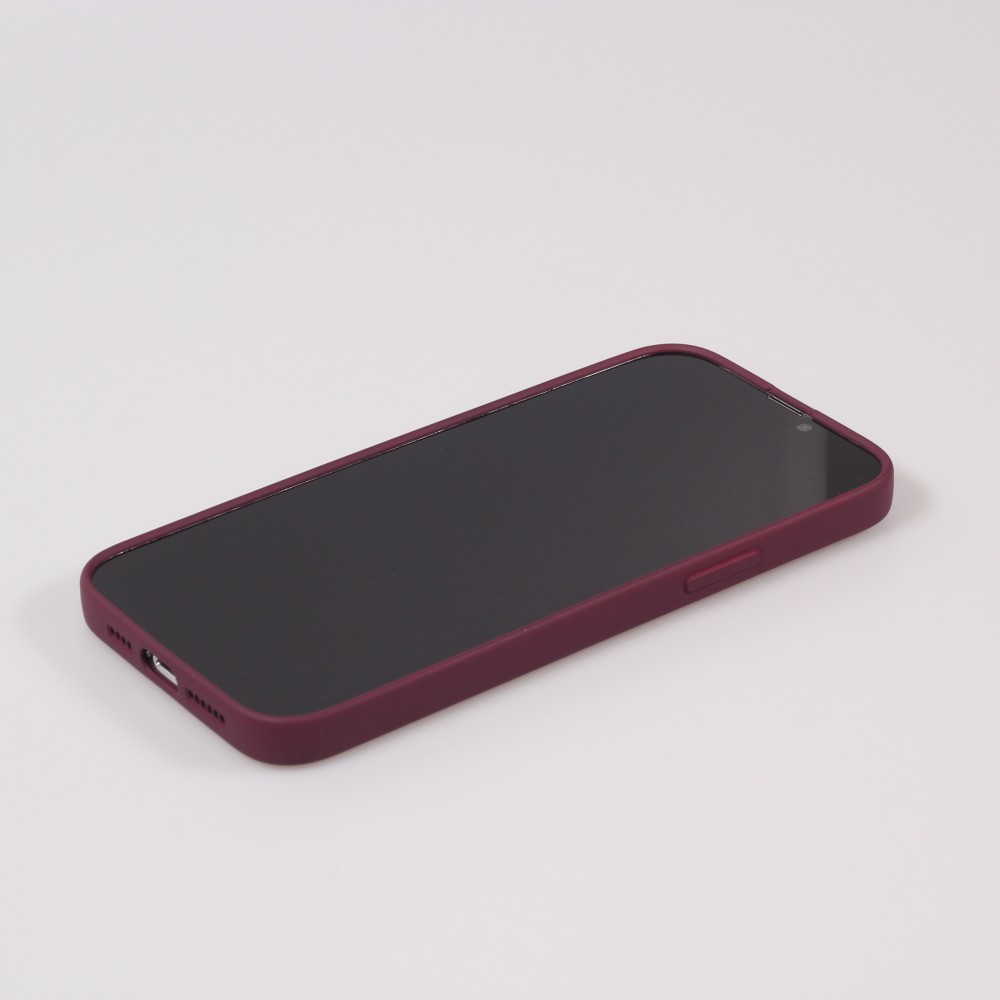 Housse iPhone 15 Plus - Coque en silicone souple avec MagSafe et protection pour caméra - Bordeaux