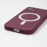 Housse iPhone 15 Plus - Coque en silicone souple avec MagSafe et protection pour caméra - Bordeaux