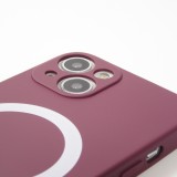 Housse iPhone 15 Plus - Coque en silicone souple avec MagSafe et protection pour caméra - Bordeaux