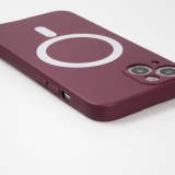 Housse iPhone 15 Plus - Coque en silicone souple avec MagSafe et protection pour caméra - Bordeaux