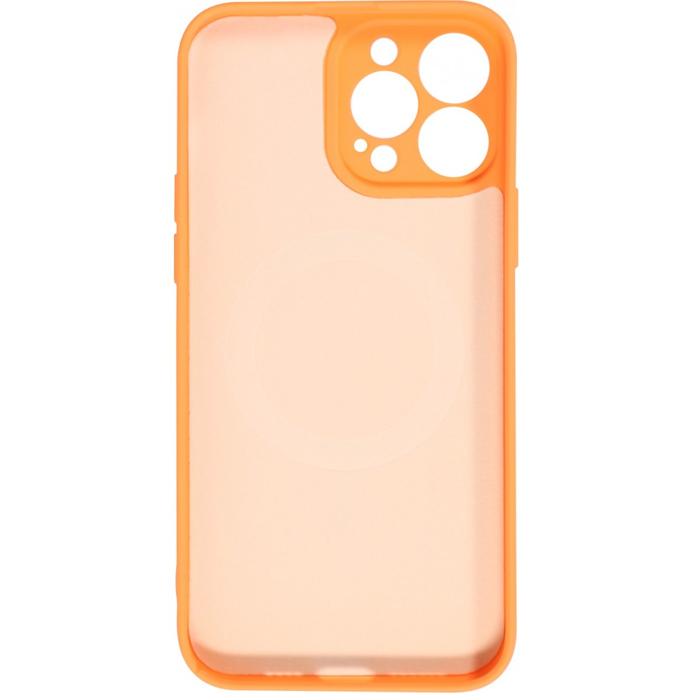 iPhone 15 Case Hülle - Soft-Shell silikon cover mit MagSafe und Kameraschutz - Orange