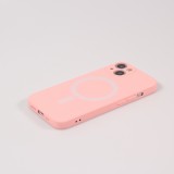 iPhone 15 Plus Case Hülle - Soft-Shell silikon cover mit MagSafe und Kameraschutz - Rosa