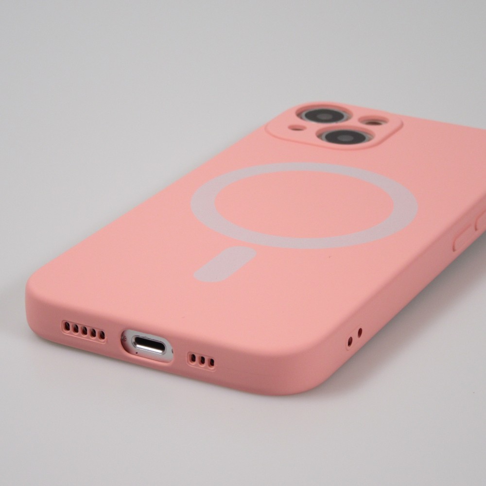 iPhone 15 Plus Case Hülle - Soft-Shell silikon cover mit MagSafe und Kameraschutz - Rosa