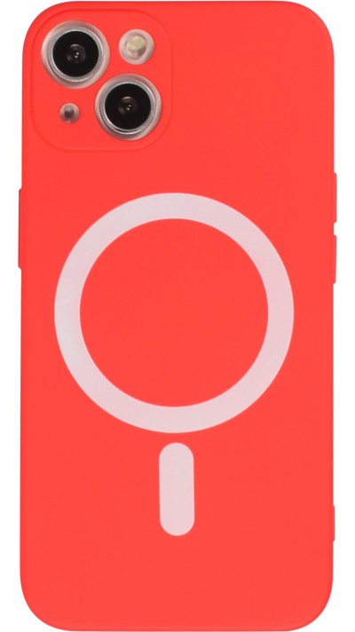 iPhone 15 Plus Case Hülle - Soft-Shell silikon cover mit MagSafe und Kameraschutz - Rot