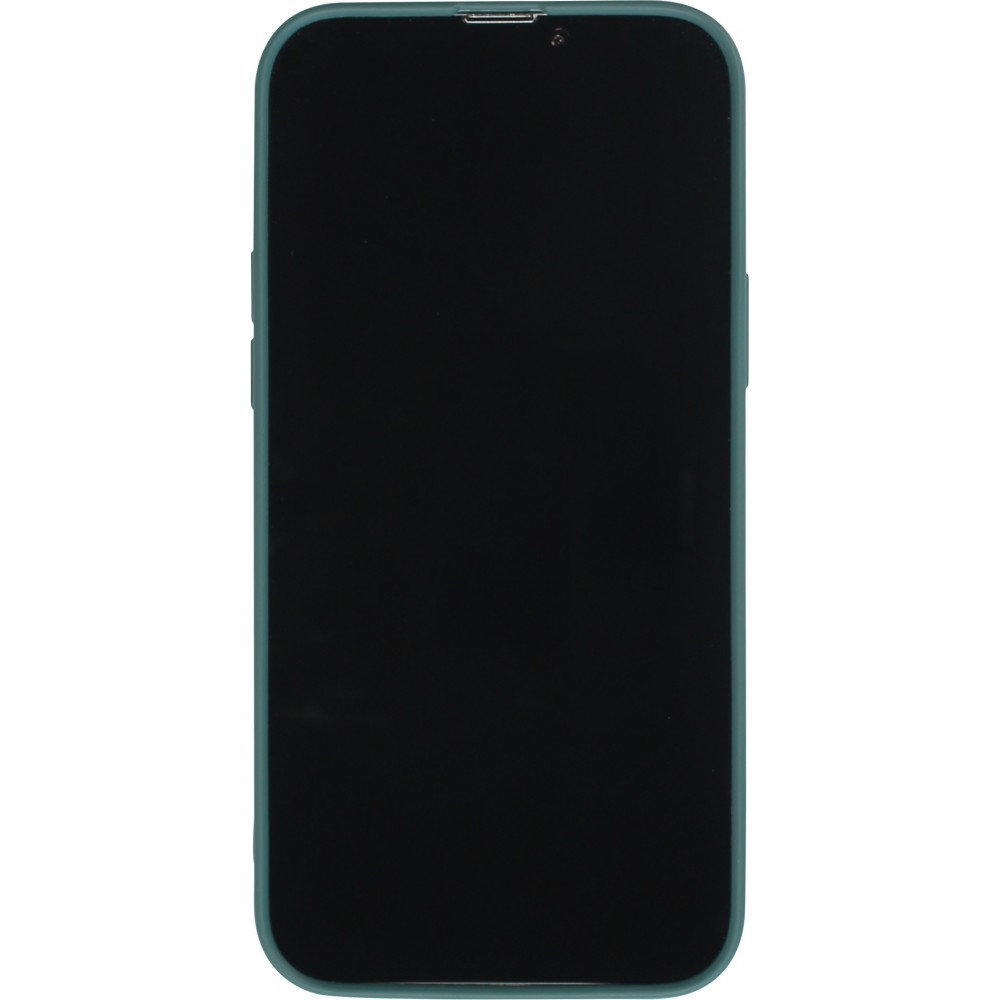 Housse iPhone 15 Plus - Coque en silicone souple avec MagSafe et protection pour caméra - Vert foncé