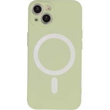 Housse iPhone 15 - Coque en silicone souple avec MagSafe et protection pour caméra - Vert