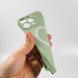 Housse iPhone 15 - Coque en silicone souple avec MagSafe et protection pour caméra - Vert