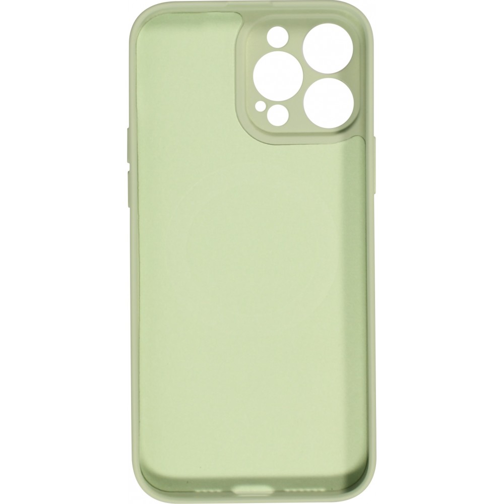 Housse iPhone 15 - Coque en silicone souple avec MagSafe et protection pour caméra - Vert