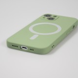 Housse iPhone 15 - Coque en silicone souple avec MagSafe et protection pour caméra - Vert