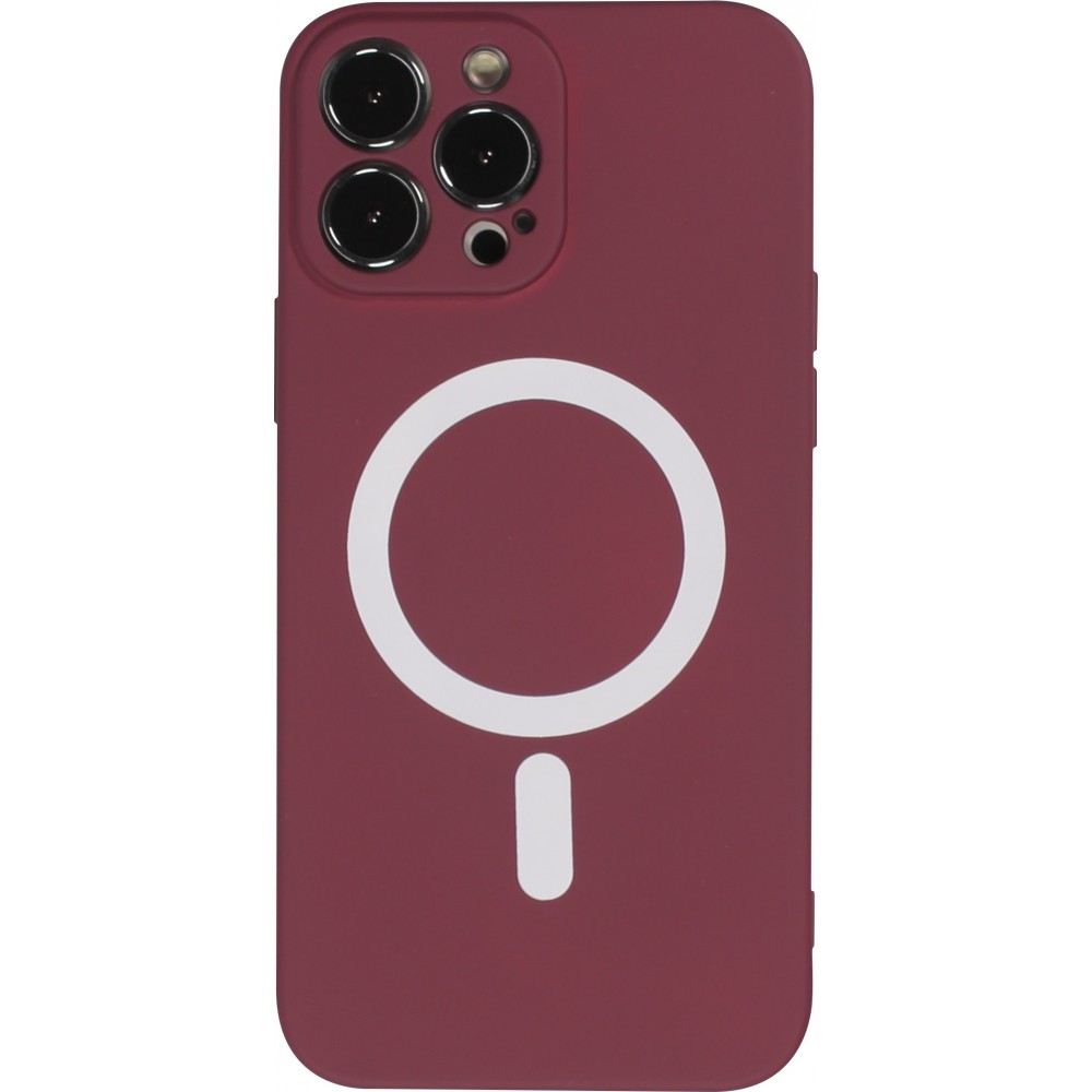 iPhone 15 Pro Max Case Hülle - Soft-Shell silikon cover mit MagSafe und Kameraschutz - Bordeaux