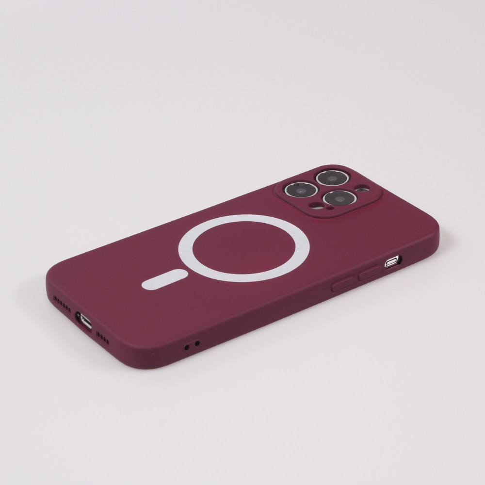 iPhone 13 Pro Max Case Hülle - Soft-Shell silikon cover mit MagSafe und Kameraschutz - Bordeaux