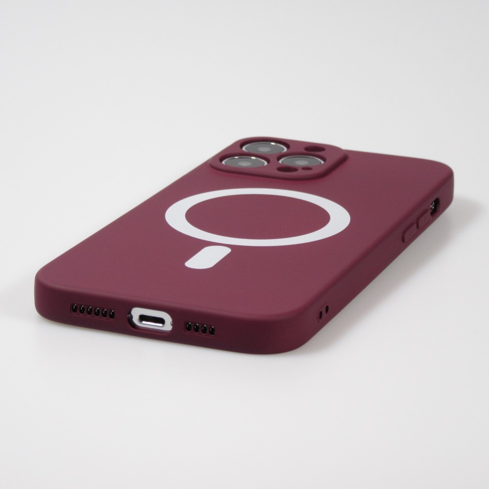 iPhone 15 Pro Max Case Hülle - Soft-Shell silikon cover mit MagSafe und Kameraschutz - Bordeaux