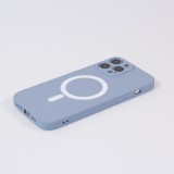 iPhone 15 Pro Max Case Hülle - Soft-Shell silikon cover mit MagSafe und Kameraschutz - Blau grau