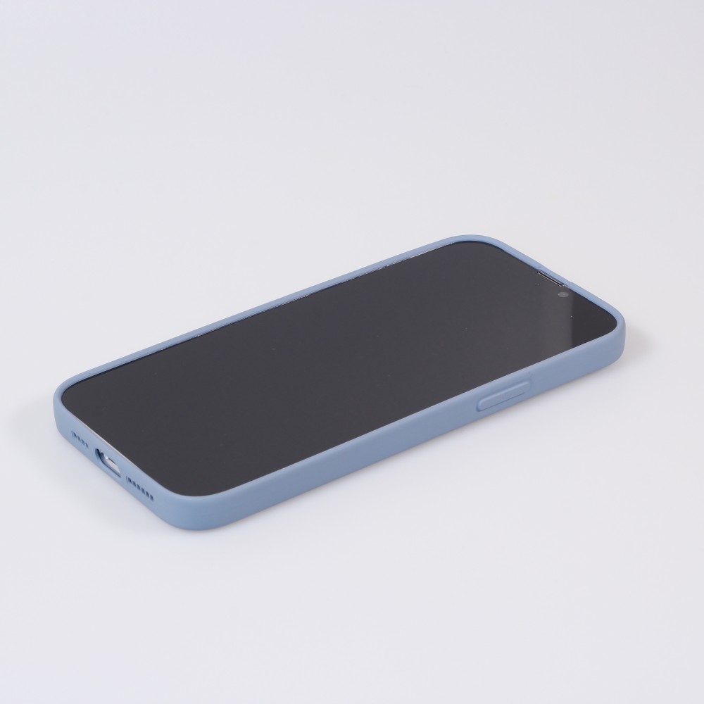 iPhone 15 Pro Max Case Hülle - Soft-Shell silikon cover mit MagSafe und Kameraschutz - Blau grau