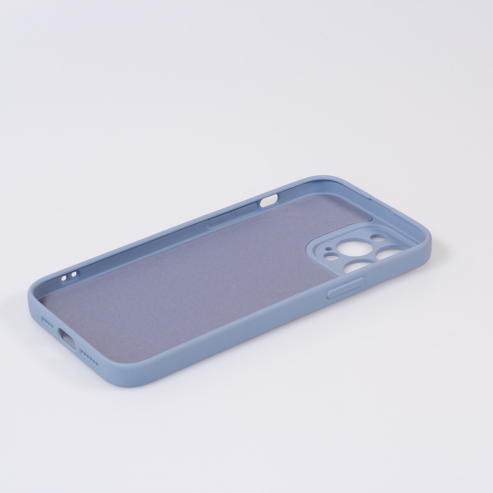 iPhone 15 Pro Max Case Hülle - Soft-Shell silikon cover mit MagSafe und Kameraschutz - Blau grau