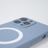 iPhone 15 Pro Max Case Hülle - Soft-Shell silikon cover mit MagSafe und Kameraschutz - Blau grau