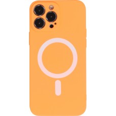 Housse iPhone 15 Pro Max - Coque en silicone souple avec MagSafe et protection pour caméra - Orange