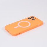 Housse iPhone 15 Pro Max - Coque en silicone souple avec MagSafe et protection pour caméra - Orange