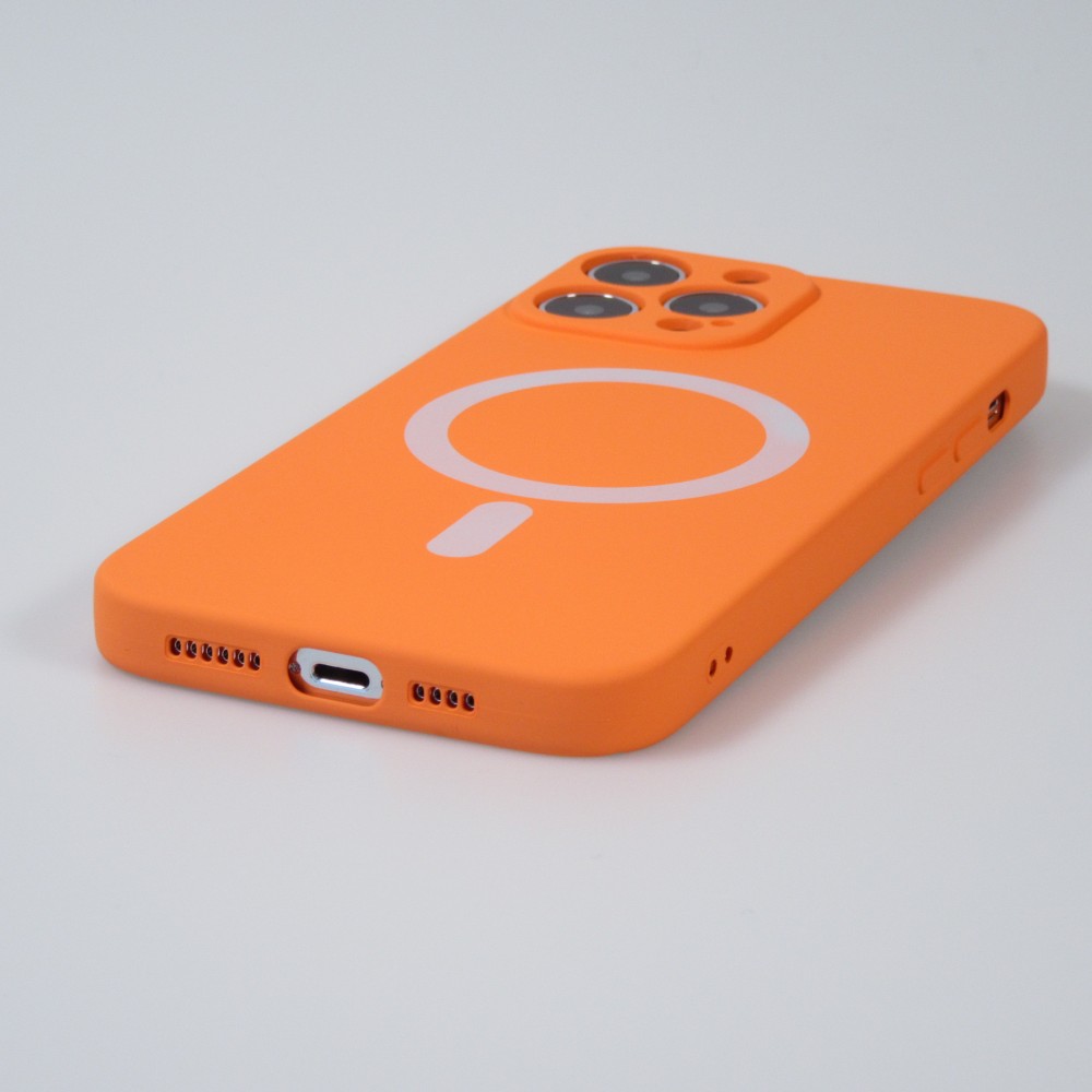 iPhone 15 Pro Max Case Hülle - Soft-Shell silikon cover mit MagSafe und Kameraschutz - Orange