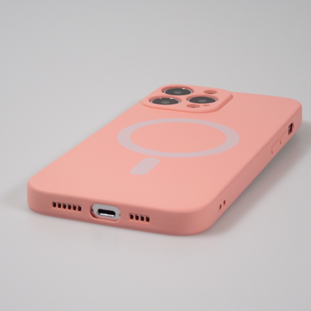 iPhone 13 Pro Max Case Hülle - Soft-Shell silikon cover mit MagSafe und Kameraschutz - Rosa