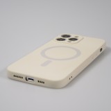 Housse iPhone 15 Pro Max - Coque en silicone souple avec MagSafe et protection pour caméra - Vanille