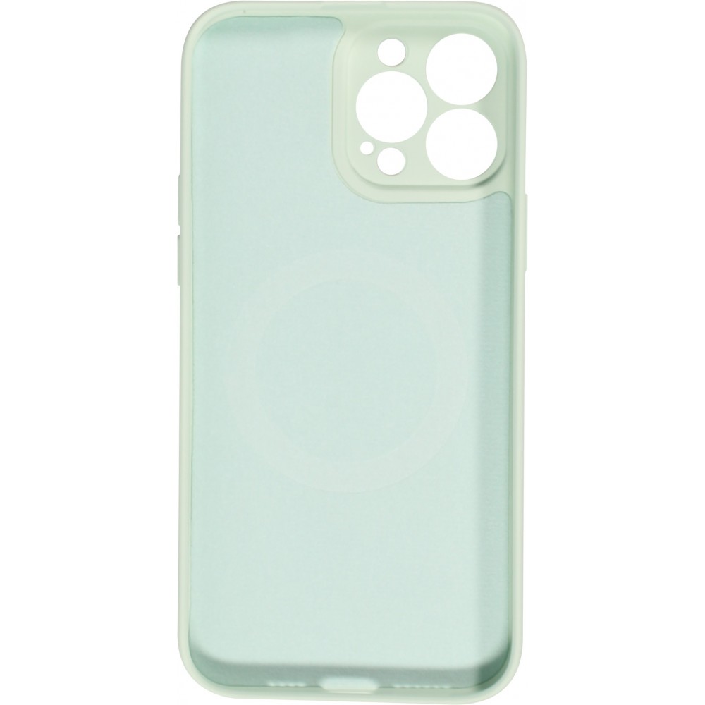 Housse iPhone 15 Plus - Coque en silicone souple avec MagSafe et protection pour caméra - Vert clair