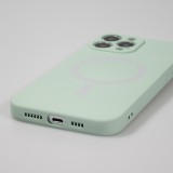 iPhone 15 Plus Case Hülle - Soft-Shell silikon cover mit MagSafe und Kameraschutz - Hellgrün