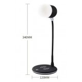 3-in-1-Nachttischlampe mit Lautsprecher, kabelloser Aufladung Wireless Charging - Schwarz