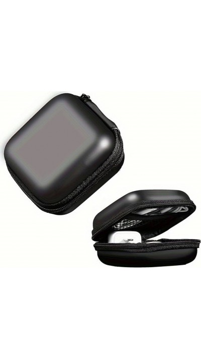 Universelles kleines Transport-Etui Tasche für AirPods + Ladekabel + USB-Sticks mit Reissverschluss - Schwarz