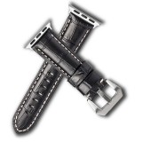 Qialino Bracelet cuir véritable croco noir - Apple Watch 38mm / 40mm / 41mm