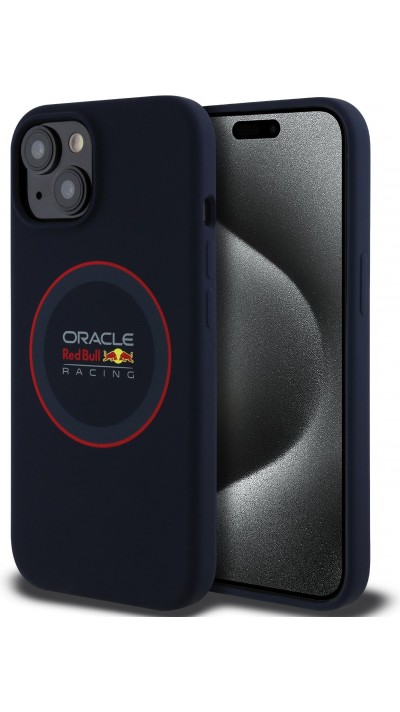 iPhone 15 Case Hülle - Red Bull Racing MagSafe Silikonhülle mit rotem Ring - Blau