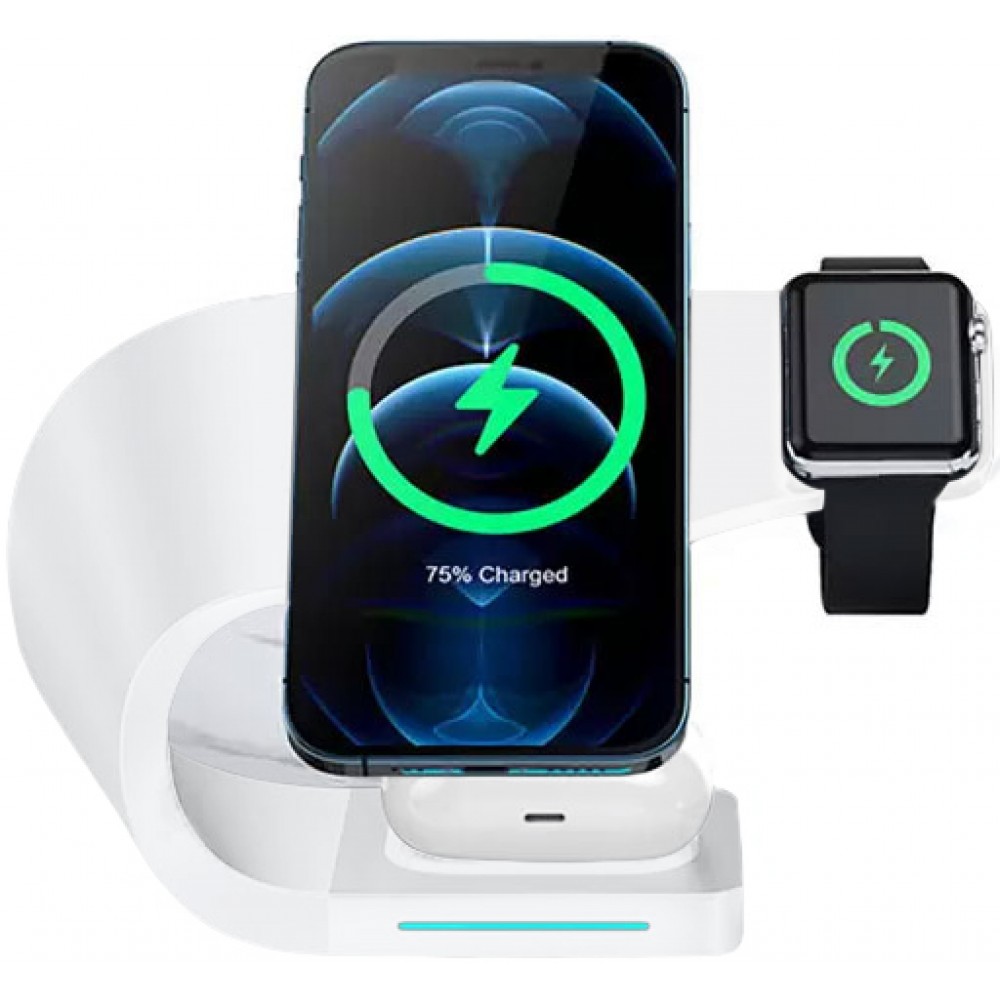 Magnetische Wireless Ladestation 15W für iPhone - Apple Watch, AirPods - Weiss