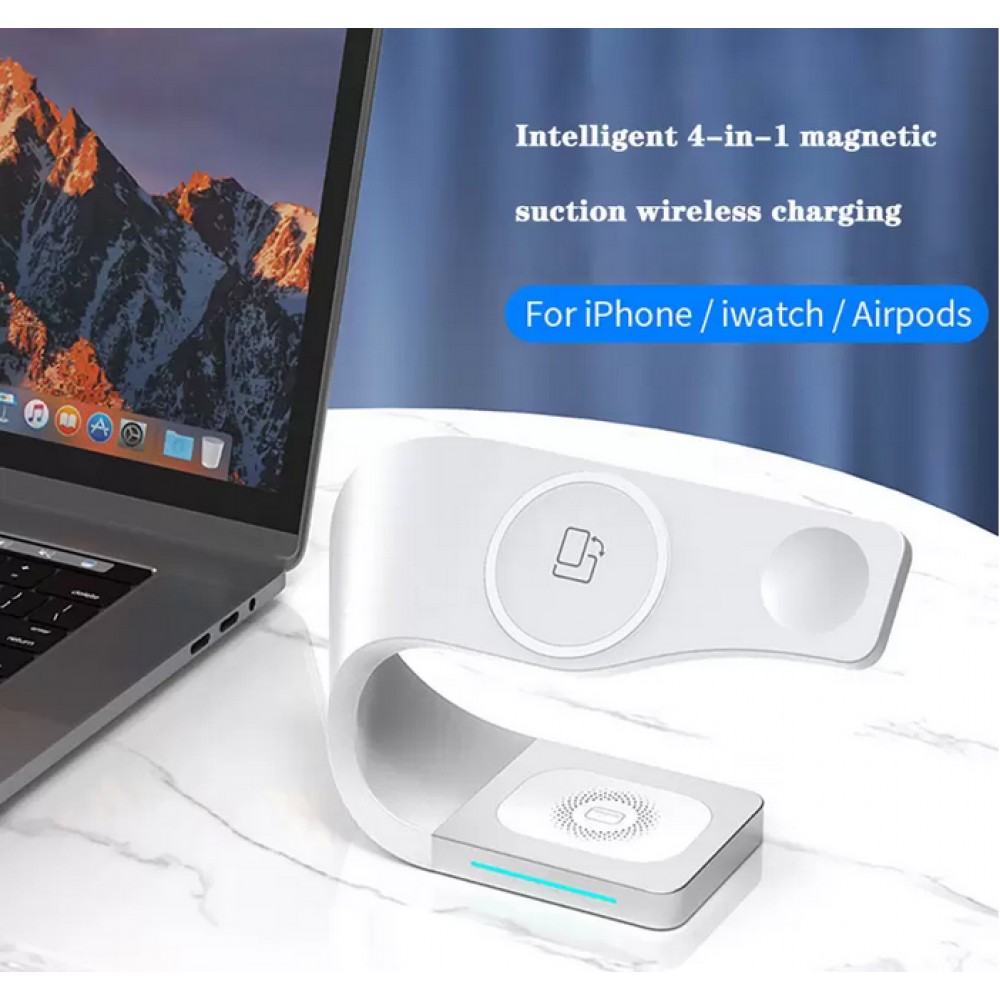 Magnetische Wireless Ladestation 15W für iPhone - Apple Watch, AirPods - Weiss