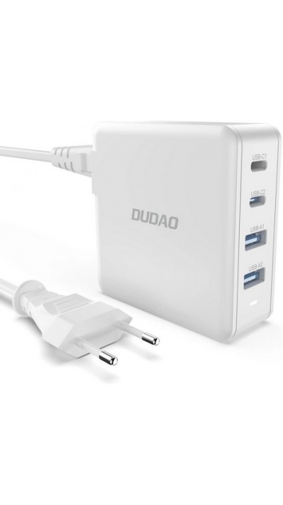 GaN 100W Dudao Ladestation mit 2x USB-C und 2x USB-A - Weiss