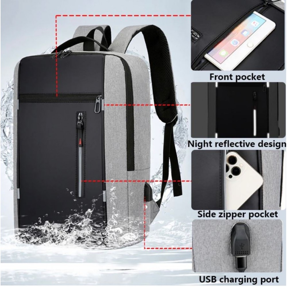 Universal Travel Urban Backpack waterproof - Transport Rucksack für Notebook 15.6 Zoll (MacBook, HP, Acer) - Schwarz